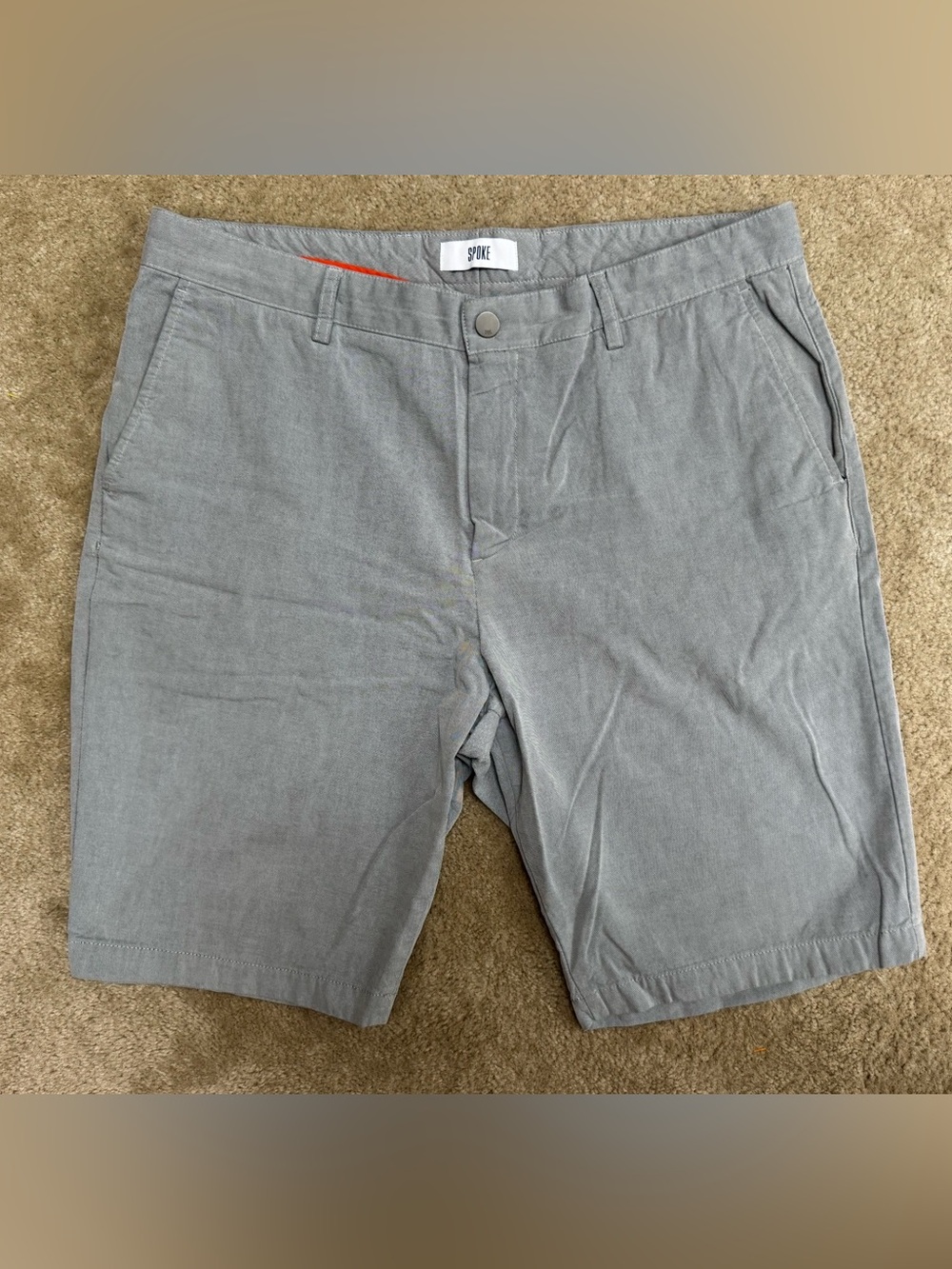 SPOKE Sz 36 Men's Gray Flat Front Cotton Shorts